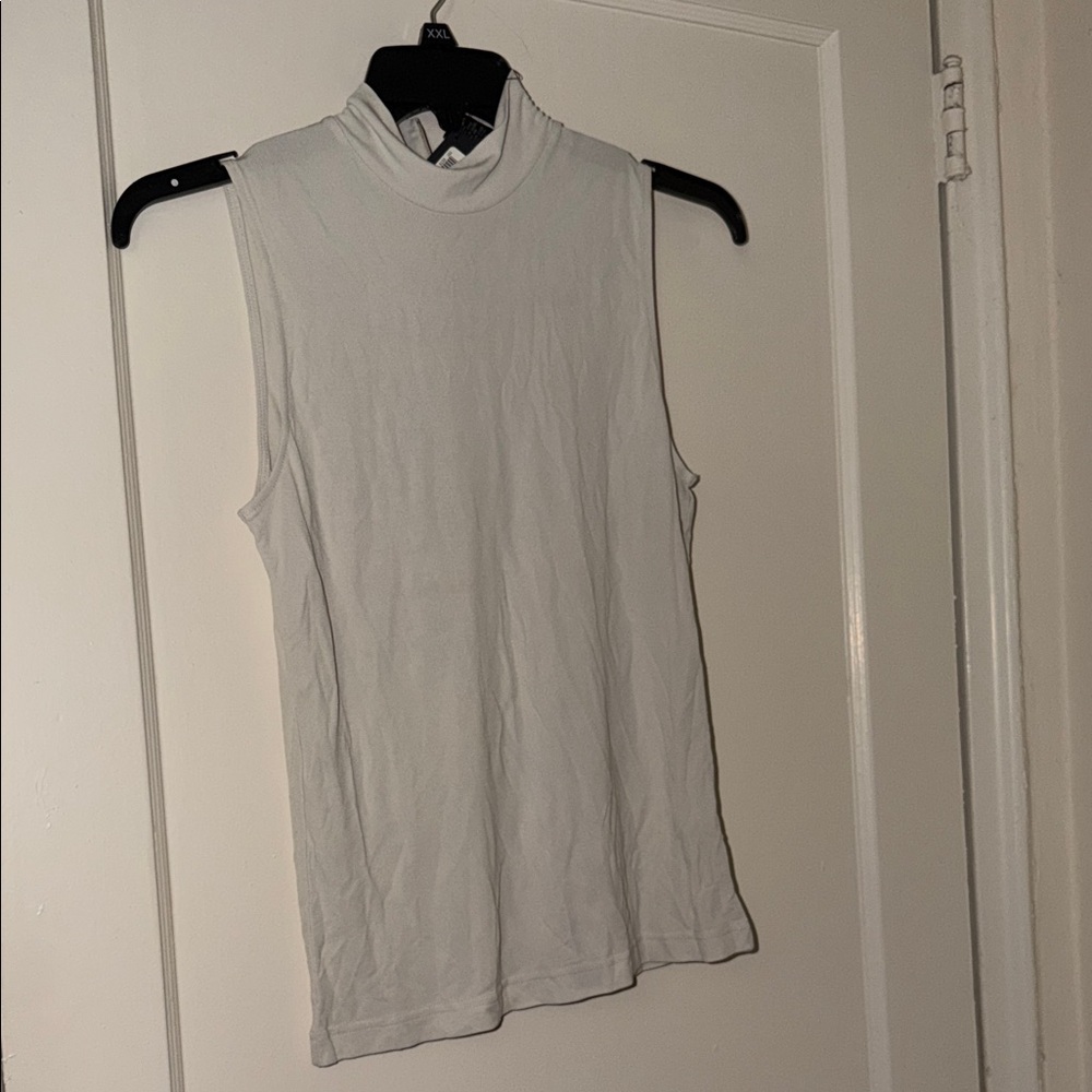 Calvin Klein White Mock Neck Tank Top